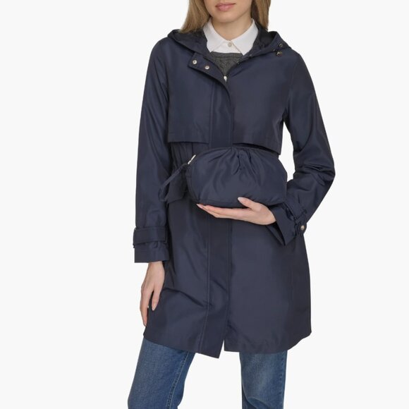 NEW COLE HAAN Rain Trench Coat in Indigo for women 825 7m3 - Picture 2 of 8